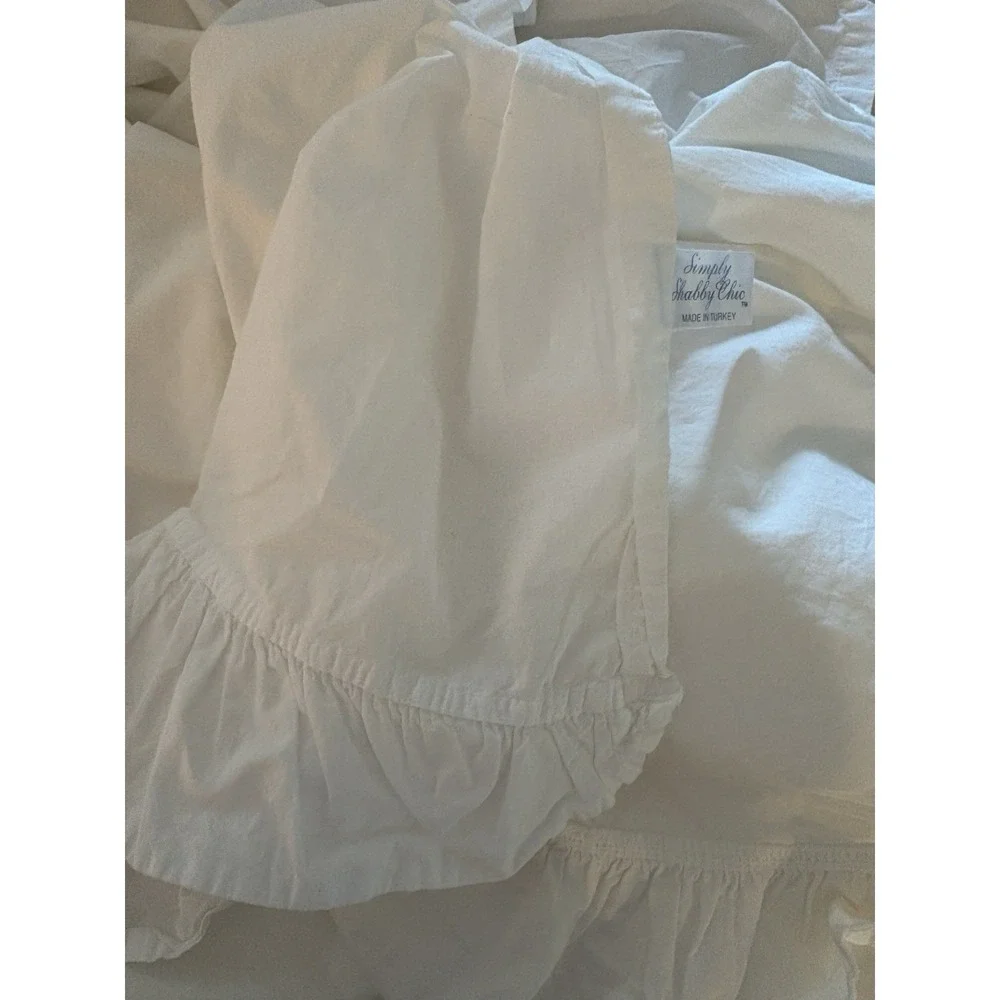 2 SIMPLY SHABBY CHIC King sz LACE‎ CROCHET WHITE linen PILLOW Shams EUC